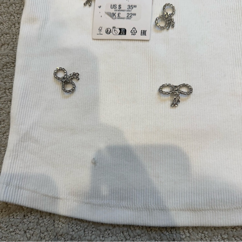 NWT Zara Jewel Ribbed Top - Picture 3 of 7